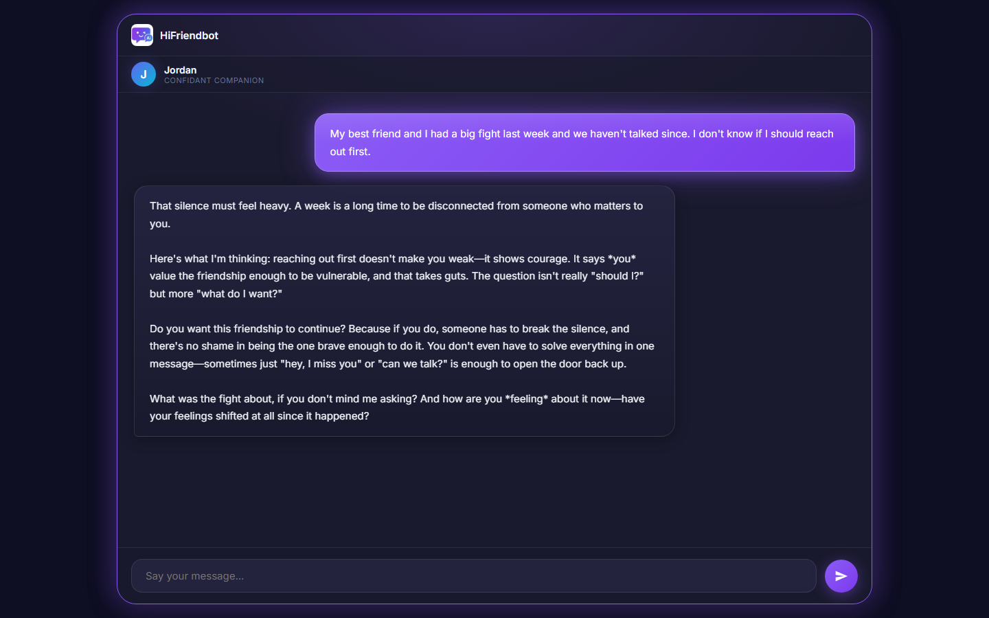 Jordan helping work through a friendship conflict