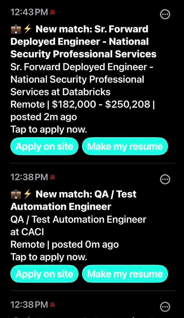 Sniper push alerts on the phone