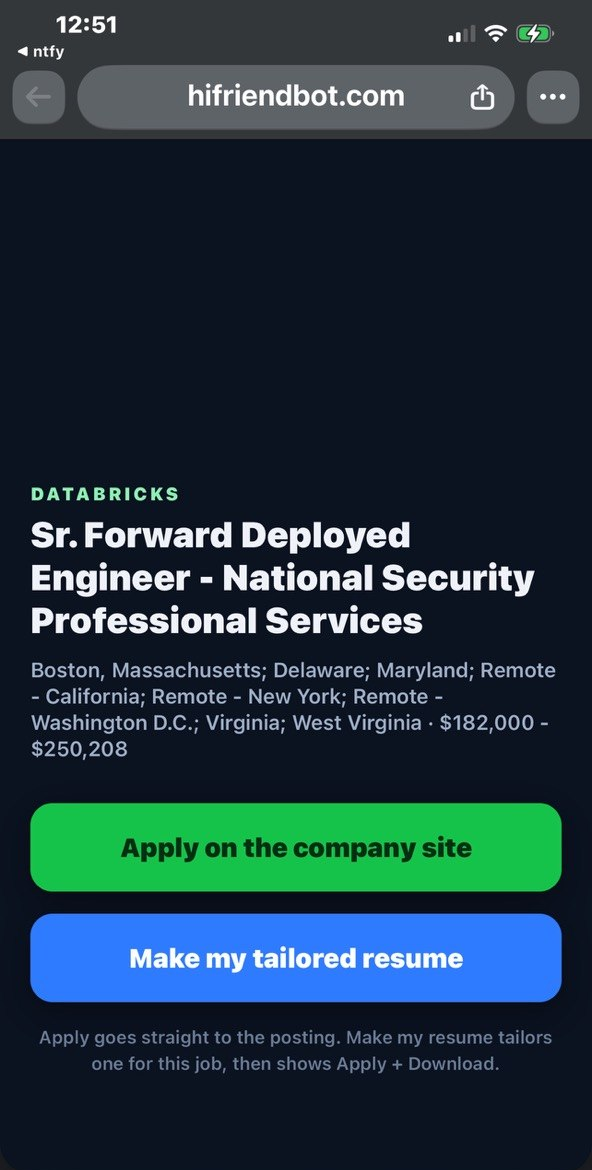 One-tap apply screen